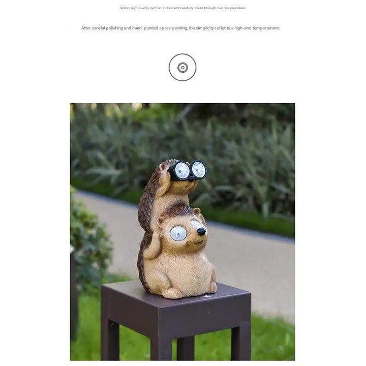 Resin Solar Animals Statue Sculpture Garden Decor Light Cute Ornaments Garden Art Decoration Outdoor Front Porch Patio Yard Home