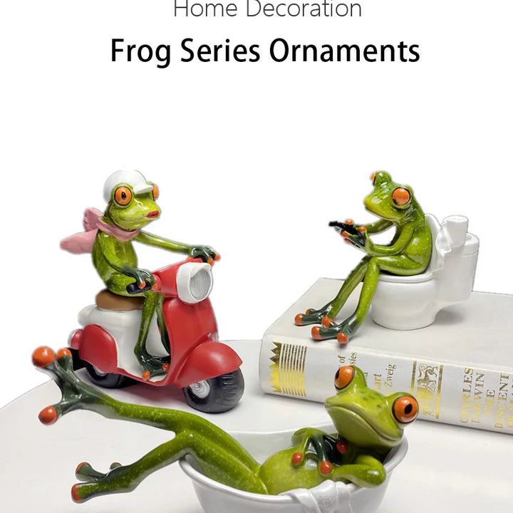SAAKAR Resin Funny Frog Figurines for Interior Home Bathroom Interior Decoration Accessories Personalized Gift Object Collection