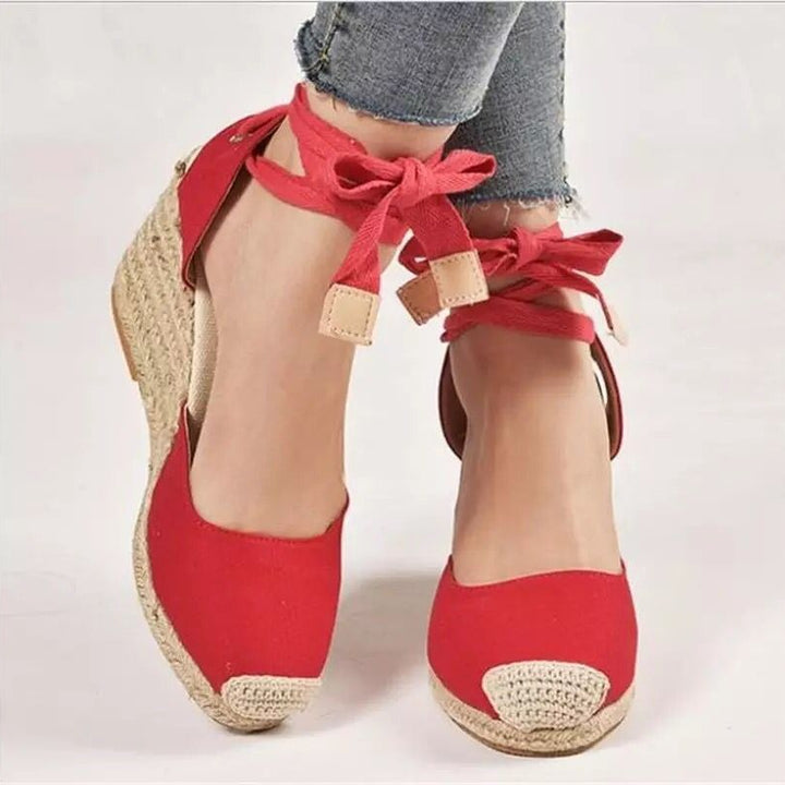 Women Espadrille Ankle Strap Sandals Slippers Ladies Womens Casual Wedge Shoes Fashions Canvas Pumps Sandálias De Salto Alto