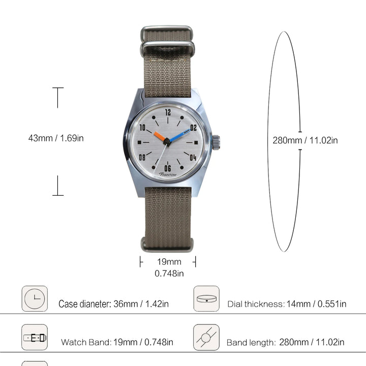 7120 Hand-Wind Mechanical Watch Men 36mm Retro Business Timepiece Classic Simple Couple watch