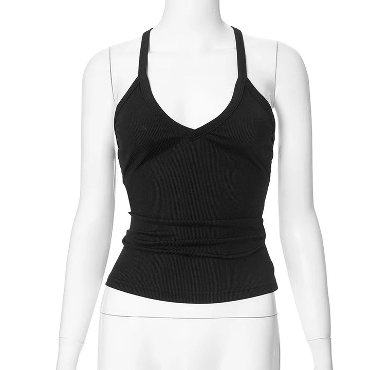 Sleeveless V Neck Ribbed Tank Top Spring Summer 2025 Women Clothes Casual Basic Top Black White Gray Camisloe Wholesale