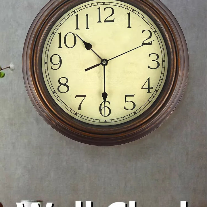Wall Clock Large with Retro Design American Retro Clock Mechanism Non Ticking Classic Silent Clock for Living Room Kitchen Decor