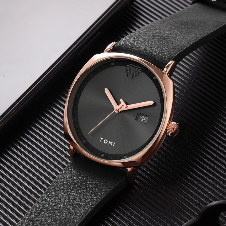 TOMI Men's Watch Minimalist Fashion Sports Watch Calendar Leather Casual Quartz Watch