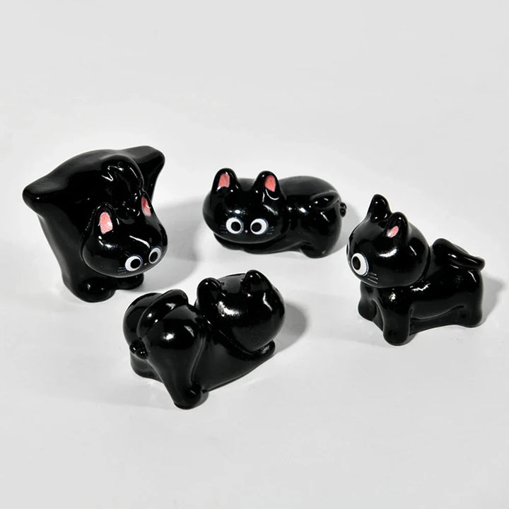 Estatueta de gatos de resina de desenho animado, mini gatinho,  ornamentos para casa, criativo, desktop, carro, montado,