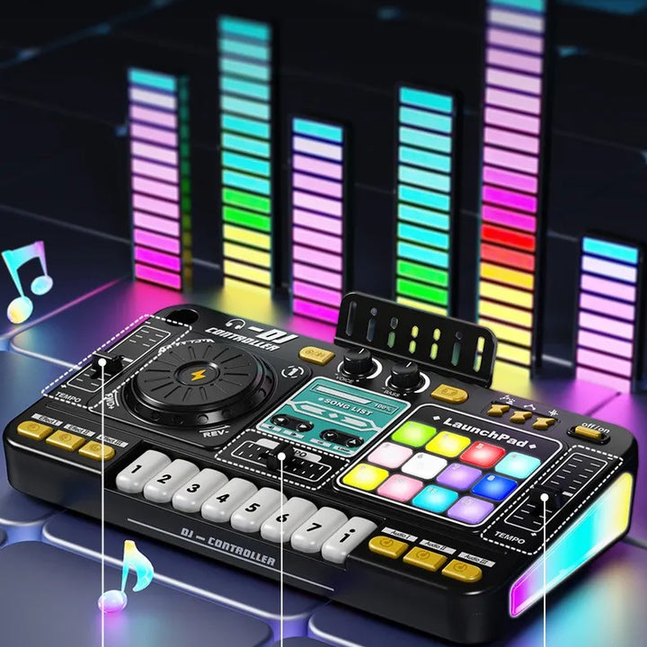 Kid Musical DJ Mixer with Microphone Electronic Keyboard Bluetooth DJ Turntable Console Junior Music Instrument Educational Toy