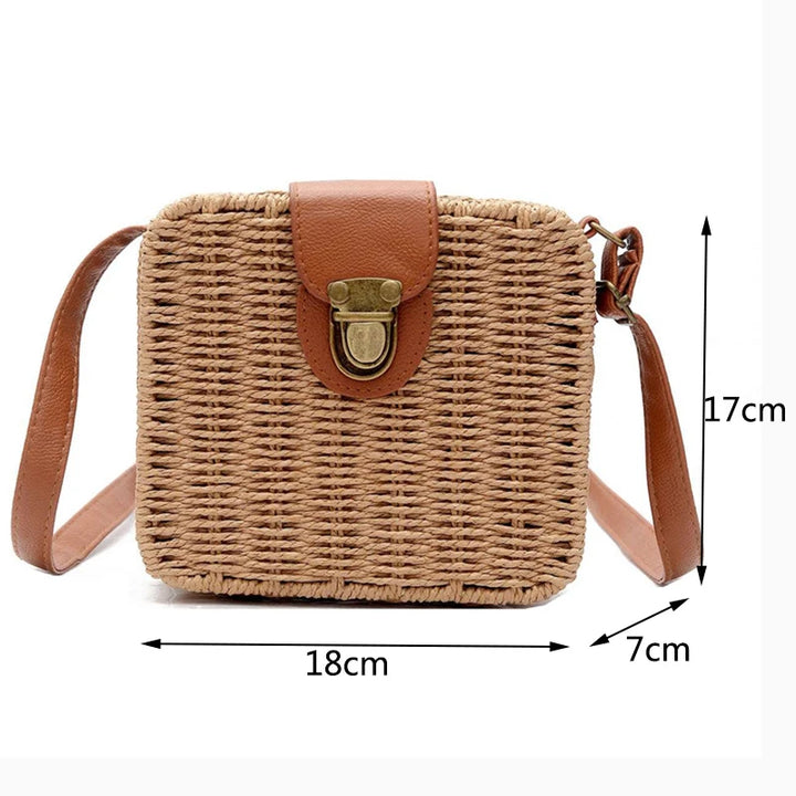 Summer Rattan Straw Bag For Women Woven Handmade Shoulder Bag Small Round Bag Vacation Seasid Beach Bag Shopping Purse bolsa