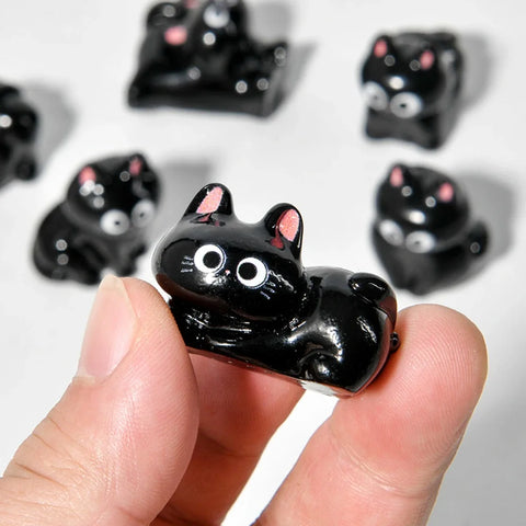 Estatueta de gatos de resina de desenho animado, mini gatinho,  ornamentos para casa, criativo, desktop, carro, montado,