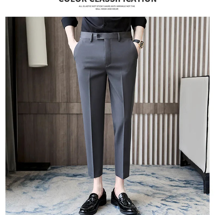 Fashionable Cropped Pants For Men Casual Trendy Spring Autumn New Arrival Small Trousers Draped No Ironing Cone Shaped Pants