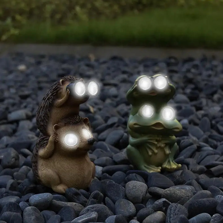 Resin Solar Animals Statue Sculpture Garden Decor Light Cute Ornaments Garden Art Decoration Outdoor Front Porch Patio Yard Home