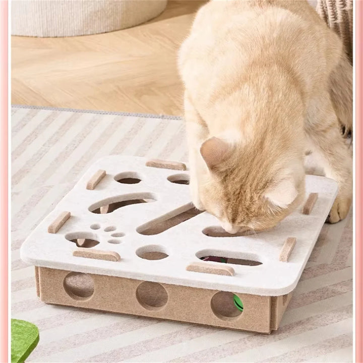 Cat Scratching Post and Puzzle Maze Toy Set Sisal and Felt Interactive Playing Toys for Indoor Kittens Entertainment Supplies