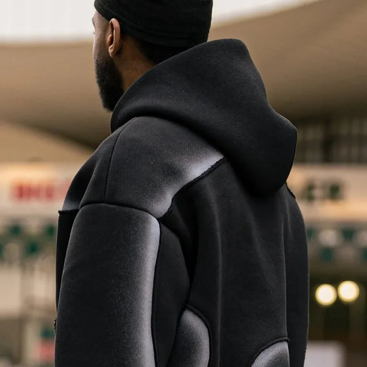 European and American Street Fashion Clothing Dark Fashion Striped Print Oversized Sweatshirt Men Y2k Gothic Punk Zipper Hoodie