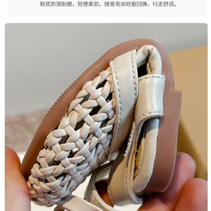 Sandálias Sandals for Girls Sweet Bowtie Baby Shoes Hollow Out Non-slip Sandals for Toddlers Children Soft Sole Kids Shoesصنادل
