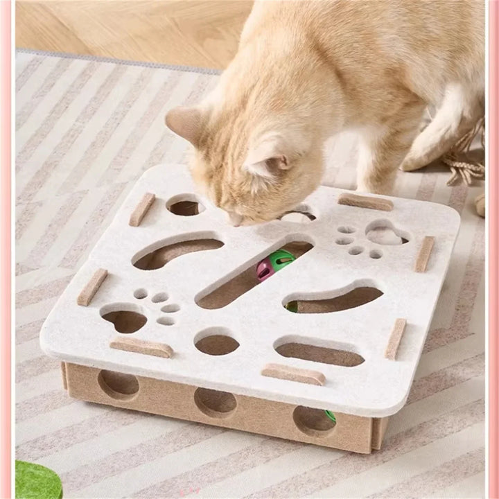 Cat Scratching Post and Puzzle Maze Toy Set Sisal and Felt Interactive Playing Toys for Indoor Kittens Entertainment Supplies