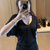 Ribbed Tops Loose V-neck Short Sleeve T-shirt for Woman Summer New Simple Basic Top Design Bat Sleeve T-shirt Casual Y2k Clothes
