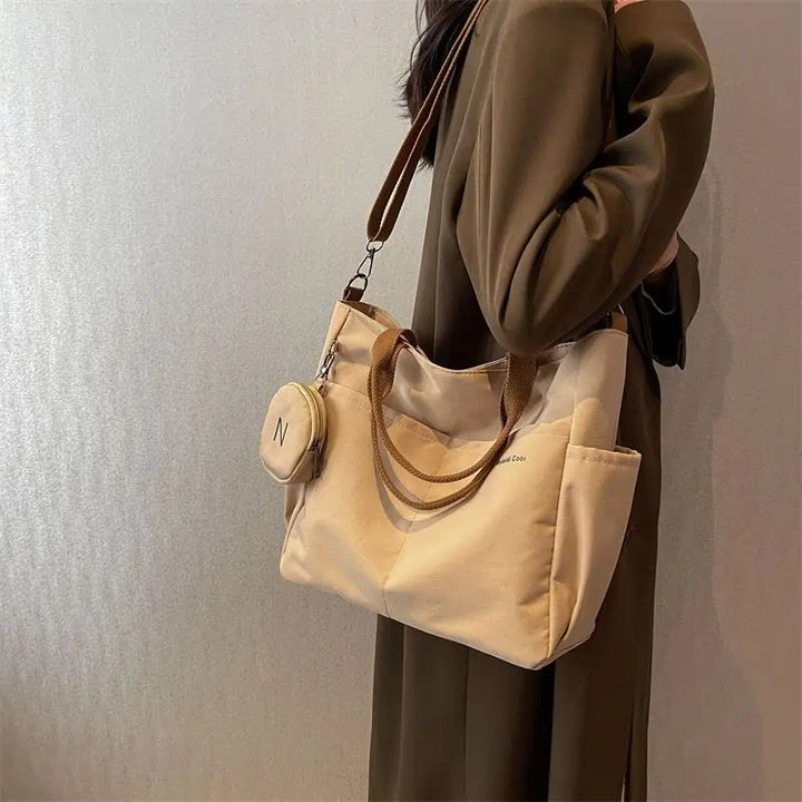 Bolsa mensageiro à prova d'água feminina, bolsa de ombro de nylon para estudantes