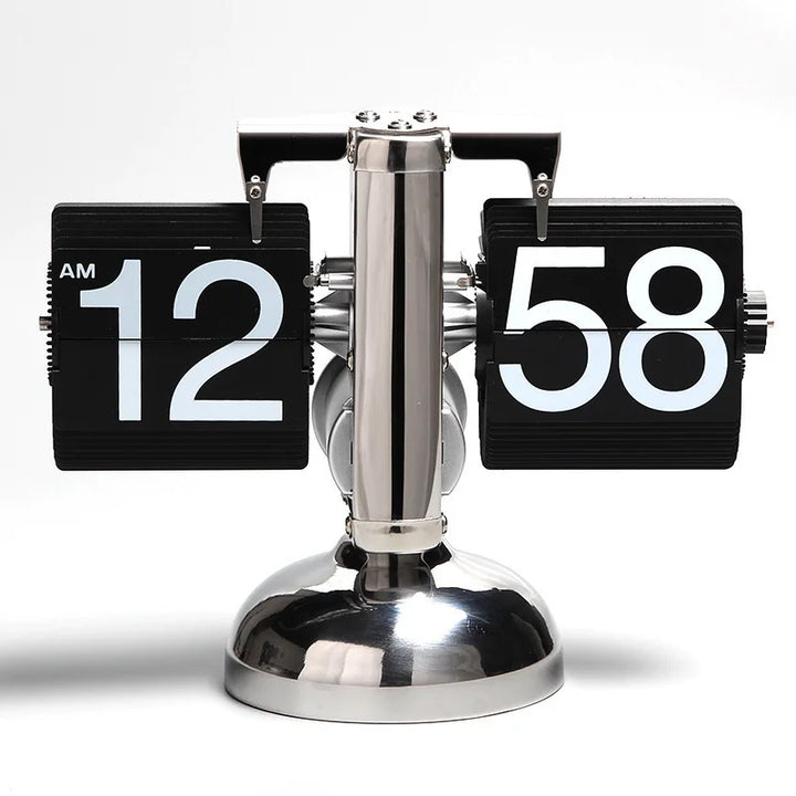 Table Clock Mechanical Automatic Page Turning Clock Retro Decoration Living Room Bedroom Office Desktop Decoration