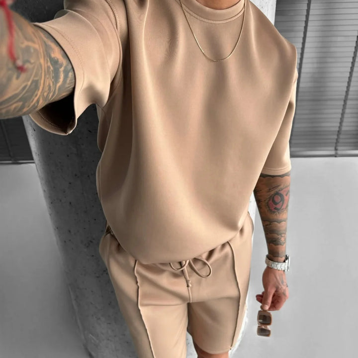 Men 2025 summer fashion sports design sense simple casual solid color quick drying short-sleeved T-shirt trend clothes