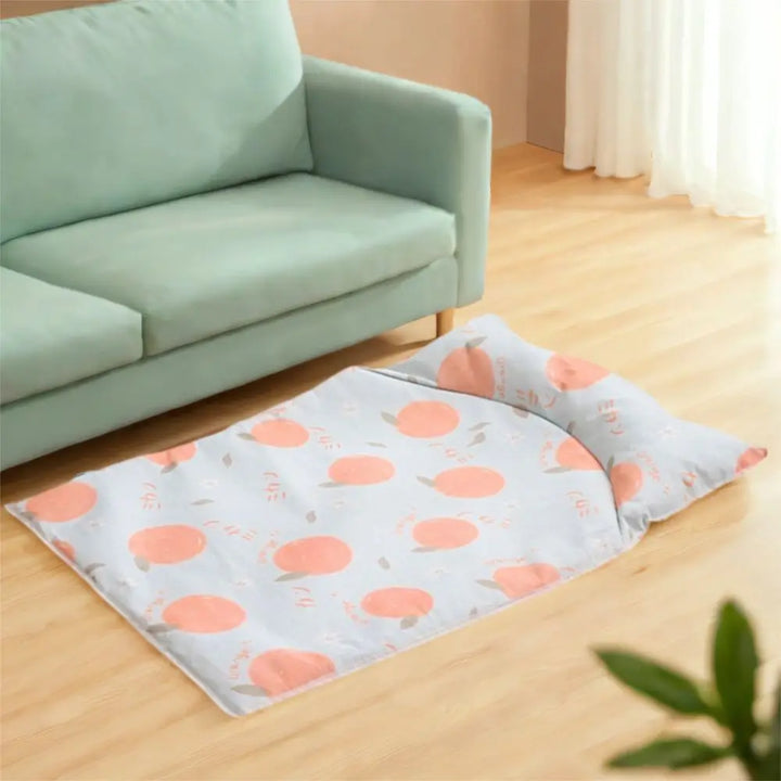 Cute Cartoon Pattern Cooling Pet Mat Ice Silk Breathable Anti-Slip Pet Pad Washable Scratch Resistant Dog Mat Summer Use