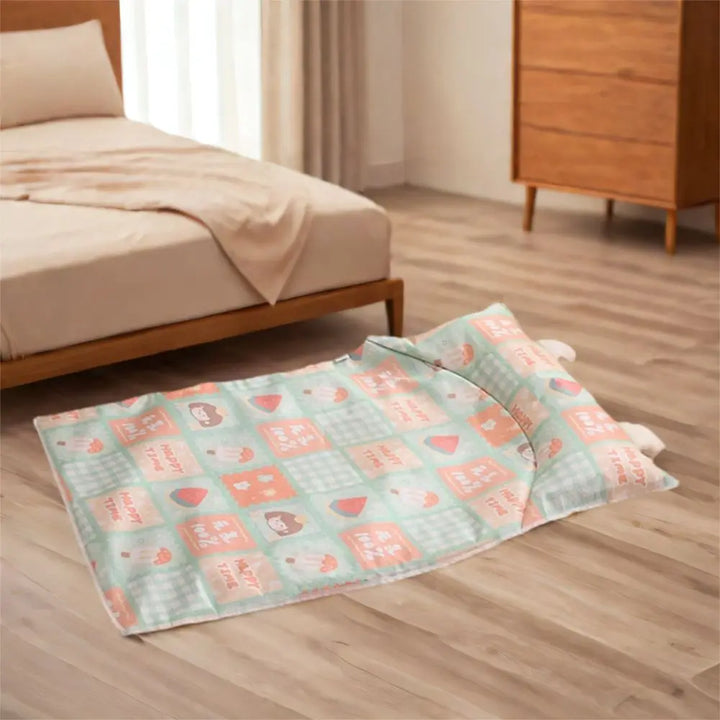 Cute Cartoon Pattern Cooling Pet Mat Ice Silk Breathable Anti-Slip Pet Pad Washable Scratch Resistant Dog Mat Summer Use