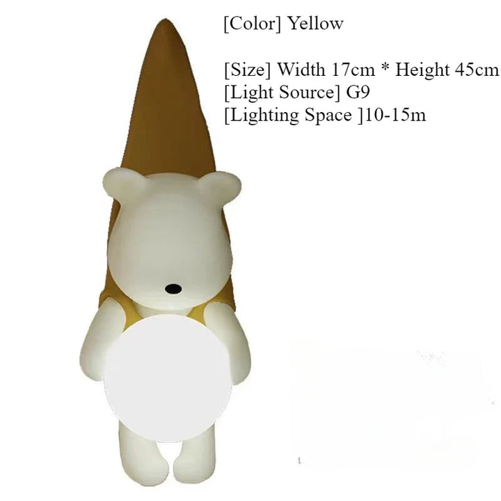 SANDYHA Nordic Resin Wall Lamp Cute Little Bear Design LED Light Children's Room Bedroom Decoration Home Study Lighting Fixtures