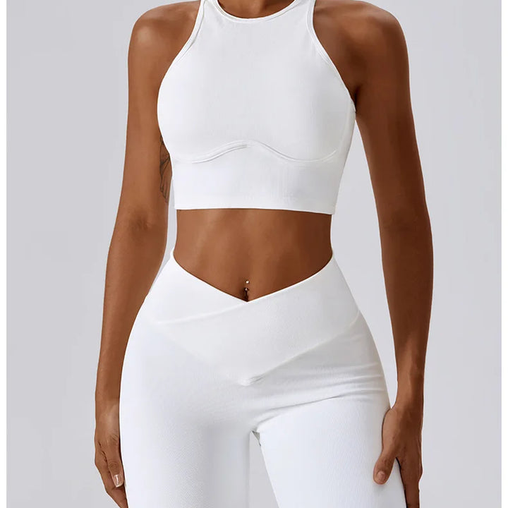 Women Seamless Rib Yoga Bra Female Fitness Crop Top Workout Gym Push Up Training Bra Athletic Back Hollow Yoga Vest Sportswear
