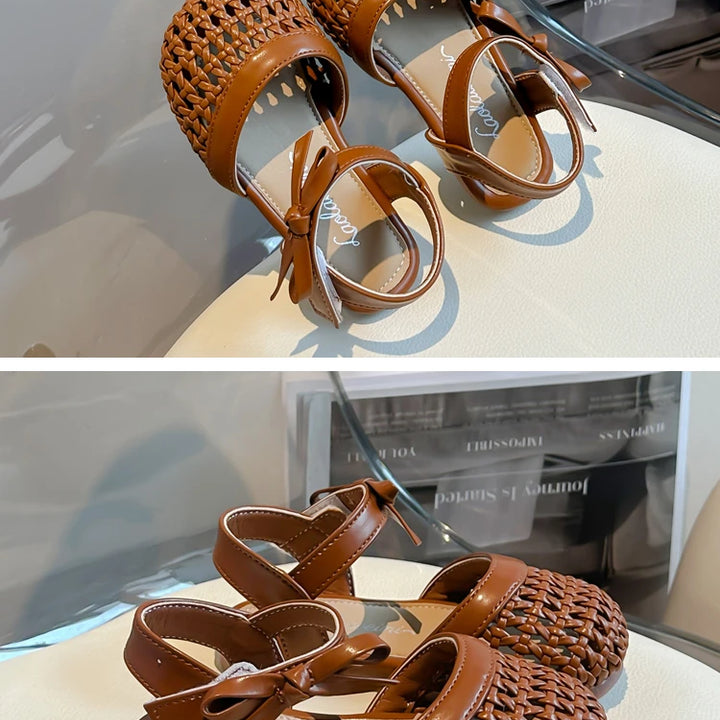 Sandálias Sandals for Girls Sweet Bowtie Baby Shoes Hollow Out Non-slip Sandals for Toddlers Children Soft Sole Kids Shoesصنادل