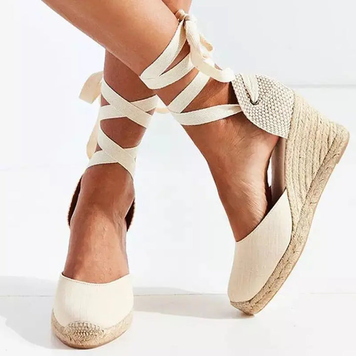 Women Espadrille Ankle Strap Sandals Slippers Ladies Womens Casual Wedge Shoes Fashions Canvas Pumps Sandálias De Salto Alto