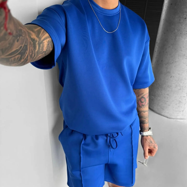 Men 2025 summer fashion sports design sense simple casual solid color quick drying short-sleeved T-shirt trend clothes