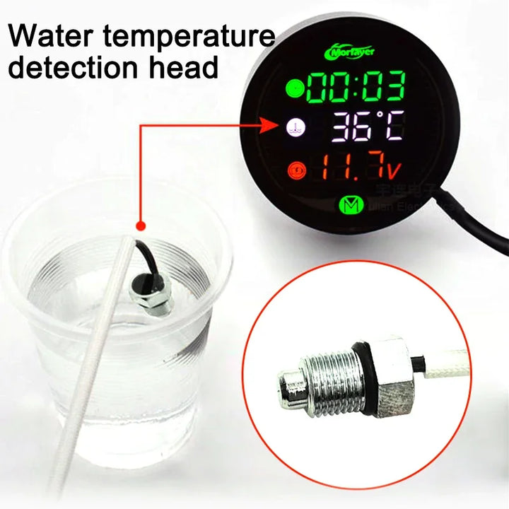 Digital Motorcycle Electronic Clock DC 9V-24V Digital Time Clock + Water Thermometer +Voltage Voltmeter Motorcycle Time Clock