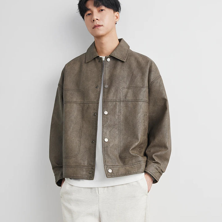 Fashion Men‘s Leather Jacket British Style 2025 Autumn Winter Retro Warm Solid Casual Slimming Short Jacket Coats Men Clothing