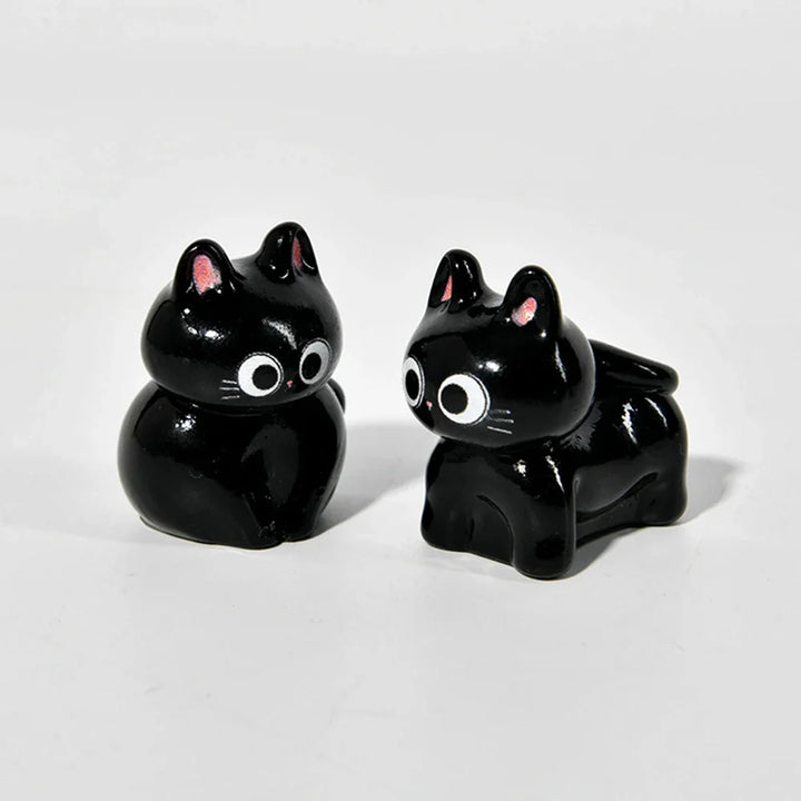Estatueta de gatos de resina de desenho animado, mini gatinho,  ornamentos para casa, criativo, desktop, carro, montado,