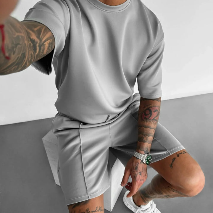 Men 2025 summer fashion sports design sense simple casual solid color quick drying short-sleeved T-shirt trend clothes