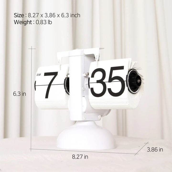Table Clock Mechanical Automatic Page Turning Clock Retro Decoration Living Room Bedroom Office Desktop Decoration