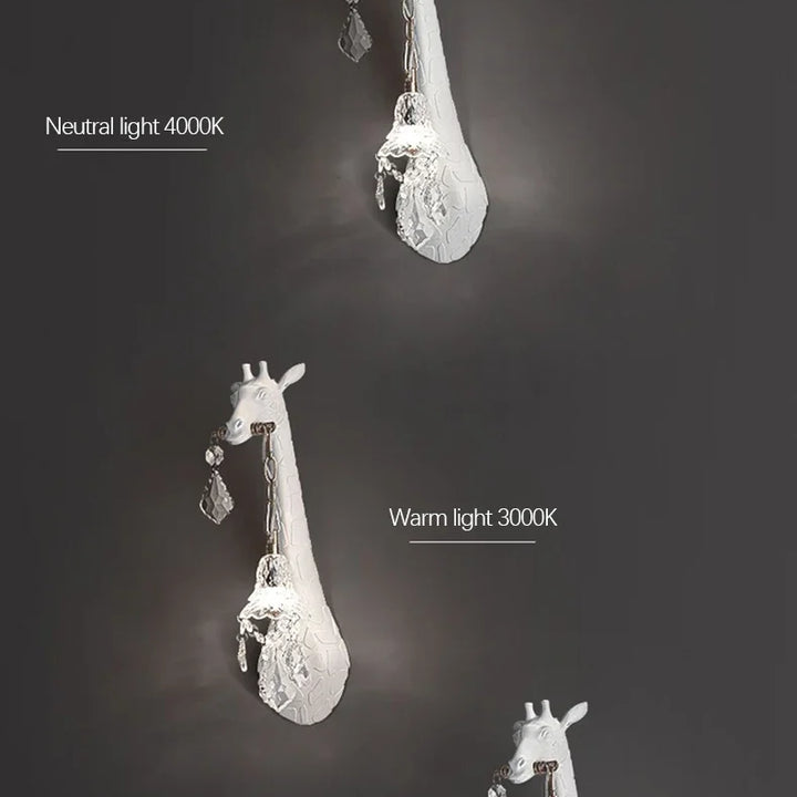 SANDYHA Giraffe Resin Led Wall Lamp for Bedroom Bedside Living Room Lamp Designer Luxury Crystal Aisle Light Home Decor Fixtures