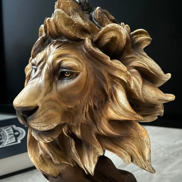 Resin Simulation Animal Statue Luxury Vivid Tiger Lion Head Ornament Retro Miniatures Figurine Sculpture Office