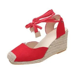 Women Espadrille Ankle Strap Sandals Slippers Ladies Womens Casual Wedge Shoes Fashions Canvas Pumps Sandálias De Salto Alto