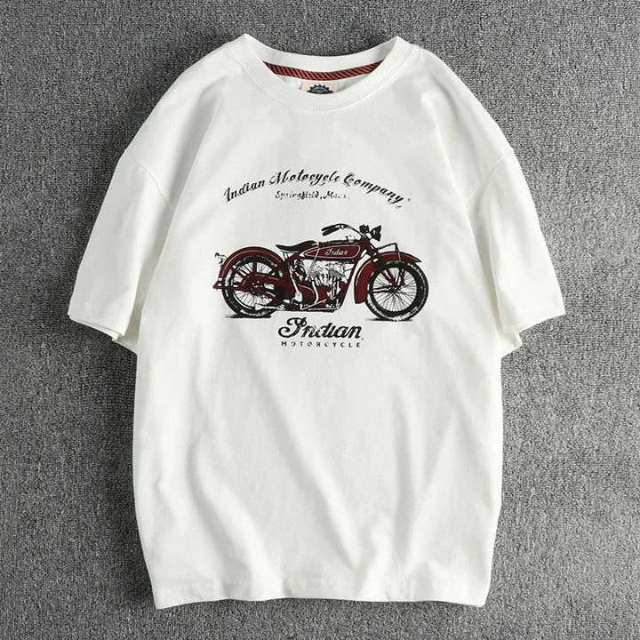 Fashionable men spring/summer new vintage printed short-sleeved T-shirt washed combed cotton fashion youth half-sleeved tee
