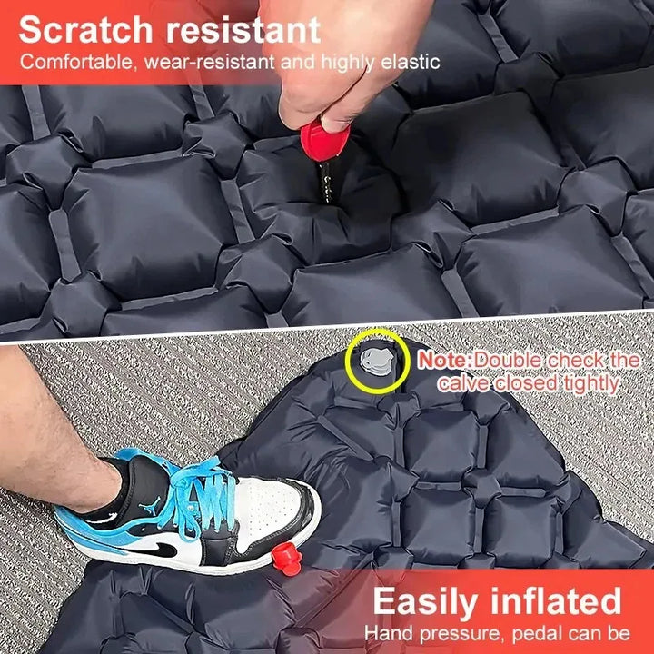 TPU Inflatable Camping Mat With Pillow Cushion, Outdoor Travel Sleeping Mat, Hiking And Mountaineering Self Inflating Mattress