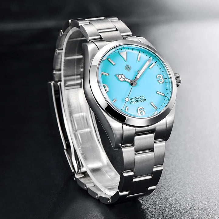 TERAMI New Mechanical Watches for Men NH35 Japan Movement Classic Sapphire Mirror 316L Stainless 200M Waterproof Automatic Clock