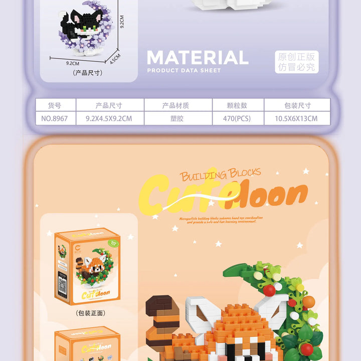 Mini Dog Cat panda raccoon Cute Pet Small Building Block Model Series Ornaments Children's Toy Christmas Birthday Gifts for Kids