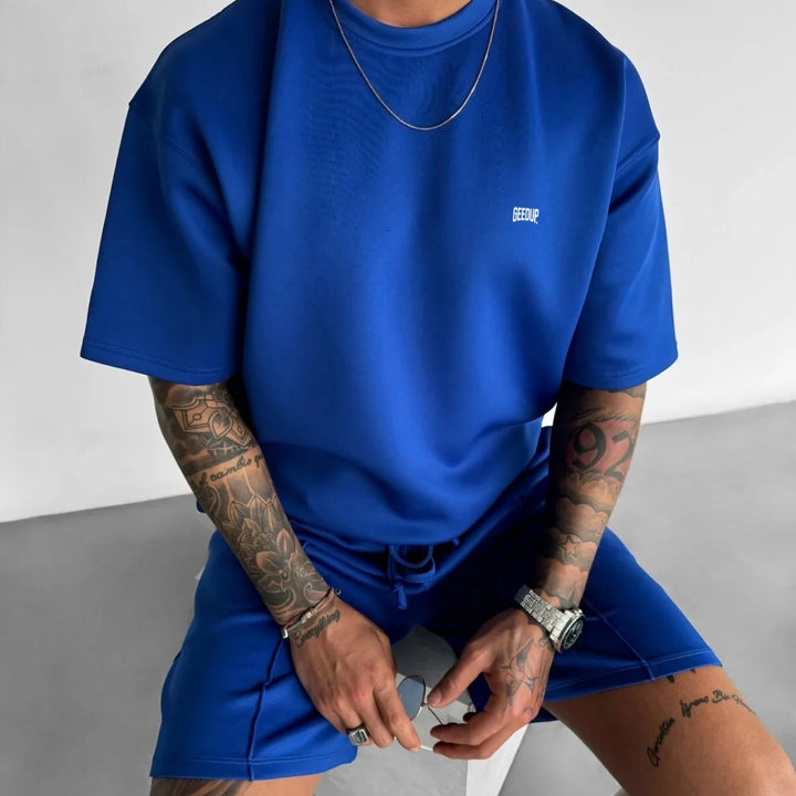 Men 2025 summer fashion sports design sense simple casual solid color quick drying short-sleeved T-shirt trend clothes