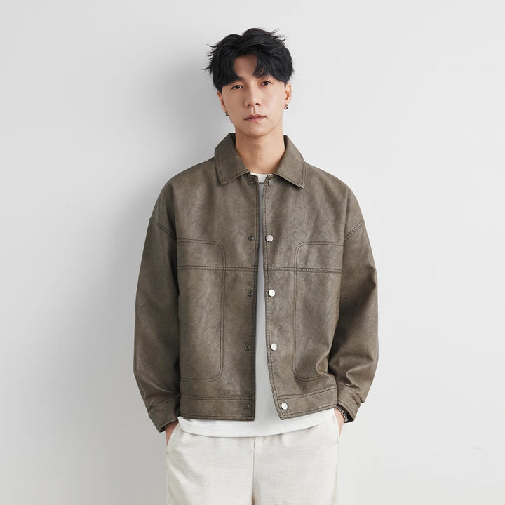 Fashion Men‘s Leather Jacket British Style 2025 Autumn Winter Retro Warm Solid Casual Slimming Short Jacket Coats Men Clothing