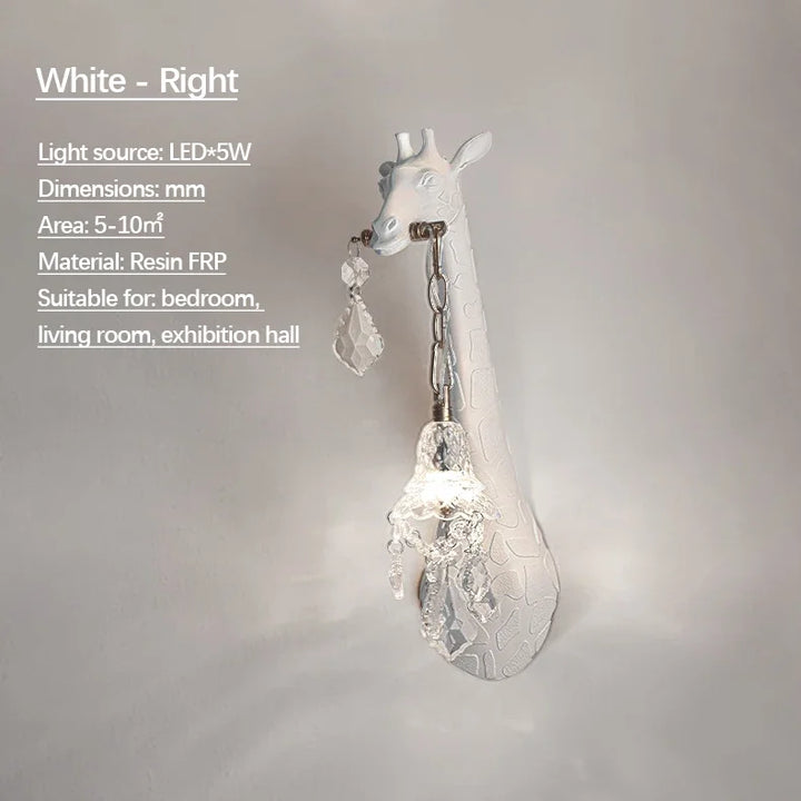 SANDYHA Giraffe Resin Led Wall Lamp for Bedroom Bedside Living Room Lamp Designer Luxury Crystal Aisle Light Home Decor Fixtures