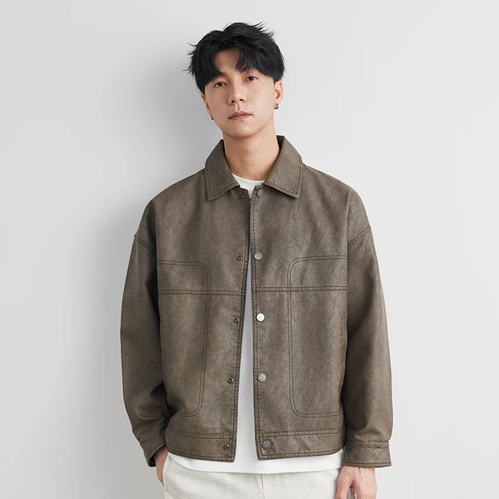Fashion Men‘s Leather Jacket British Style 2025 Autumn Winter Retro Warm Solid Casual Slimming Short Jacket Coats Men Clothing