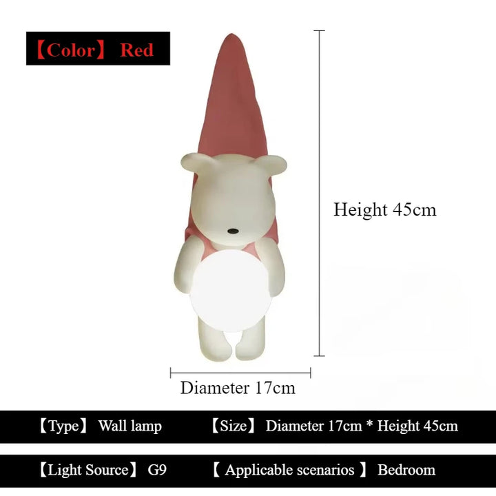 SANDYHA Nordic Resin Wall Lamp Cute Little Bear Design LED Light Children's Room Bedroom Decoration Home Study Lighting Fixtures