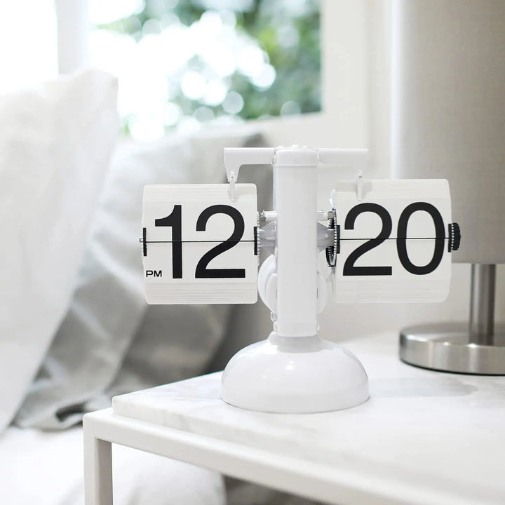 Table Clock Mechanical Automatic Page Turning Clock Retro Decoration Living Room Bedroom Office Desktop Decoration