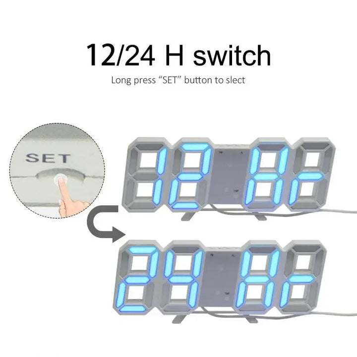 Purchase Products Clock 3D LED Digital Alarm Clock Wall Clock Time/date/temperature For Home/kitchen/office Clocks Decor Garden
