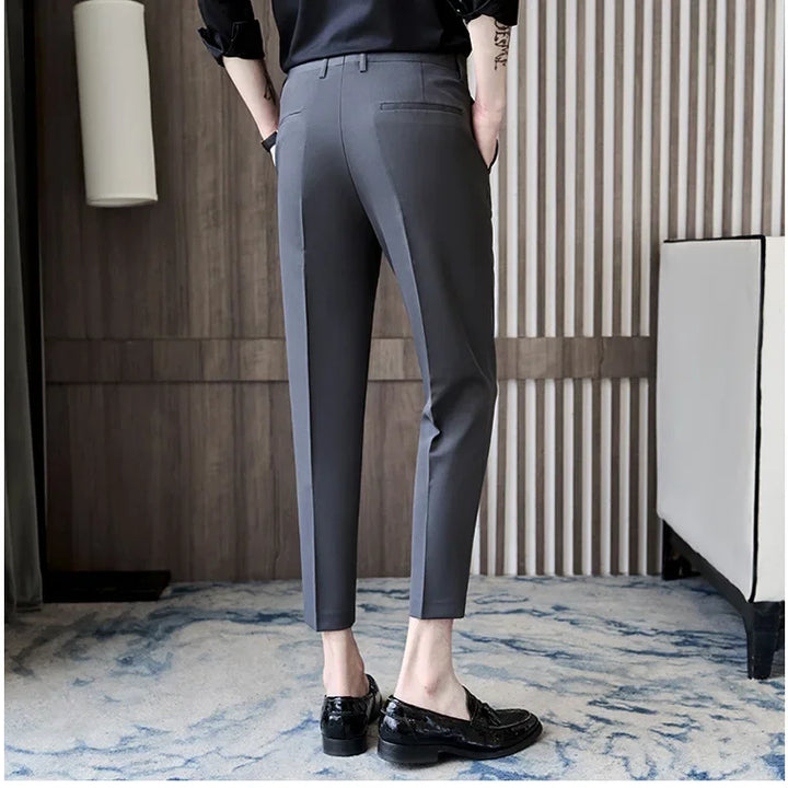 Fashionable Cropped Pants For Men Casual Trendy Spring Autumn New Arrival Small Trousers Draped No Ironing Cone Shaped Pants