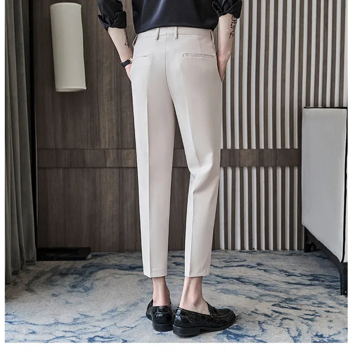 Fashionable Cropped Pants For Men Casual Trendy Spring Autumn New Arrival Small Trousers Draped No Ironing Cone Shaped Pants