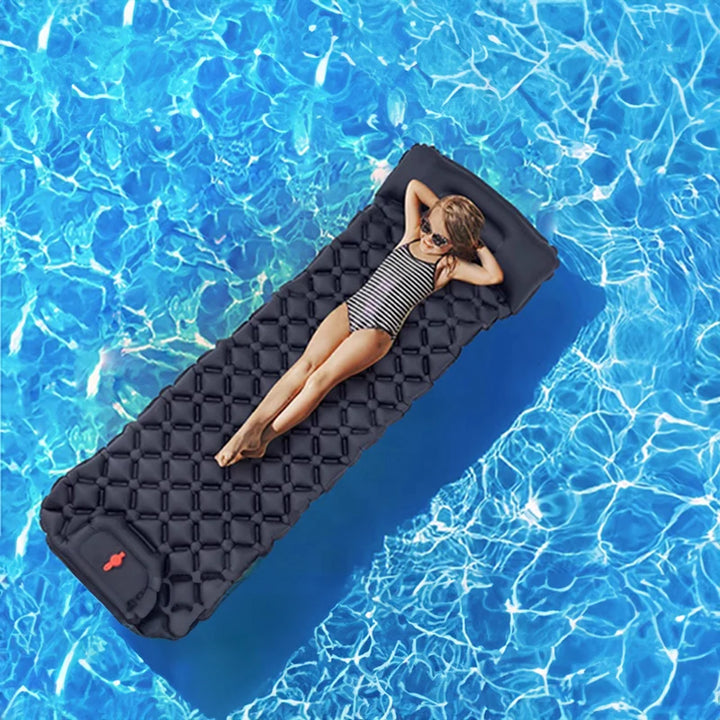 TPU Inflatable Camping Mat With Pillow Cushion, Outdoor Travel Sleeping Mat, Hiking And Mountaineering Self Inflating Mattress